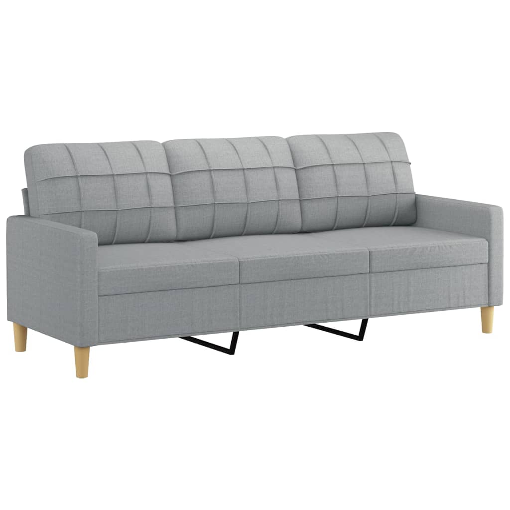 3-Seater Sofa with Footstool Light Grey 180 cm Fabric