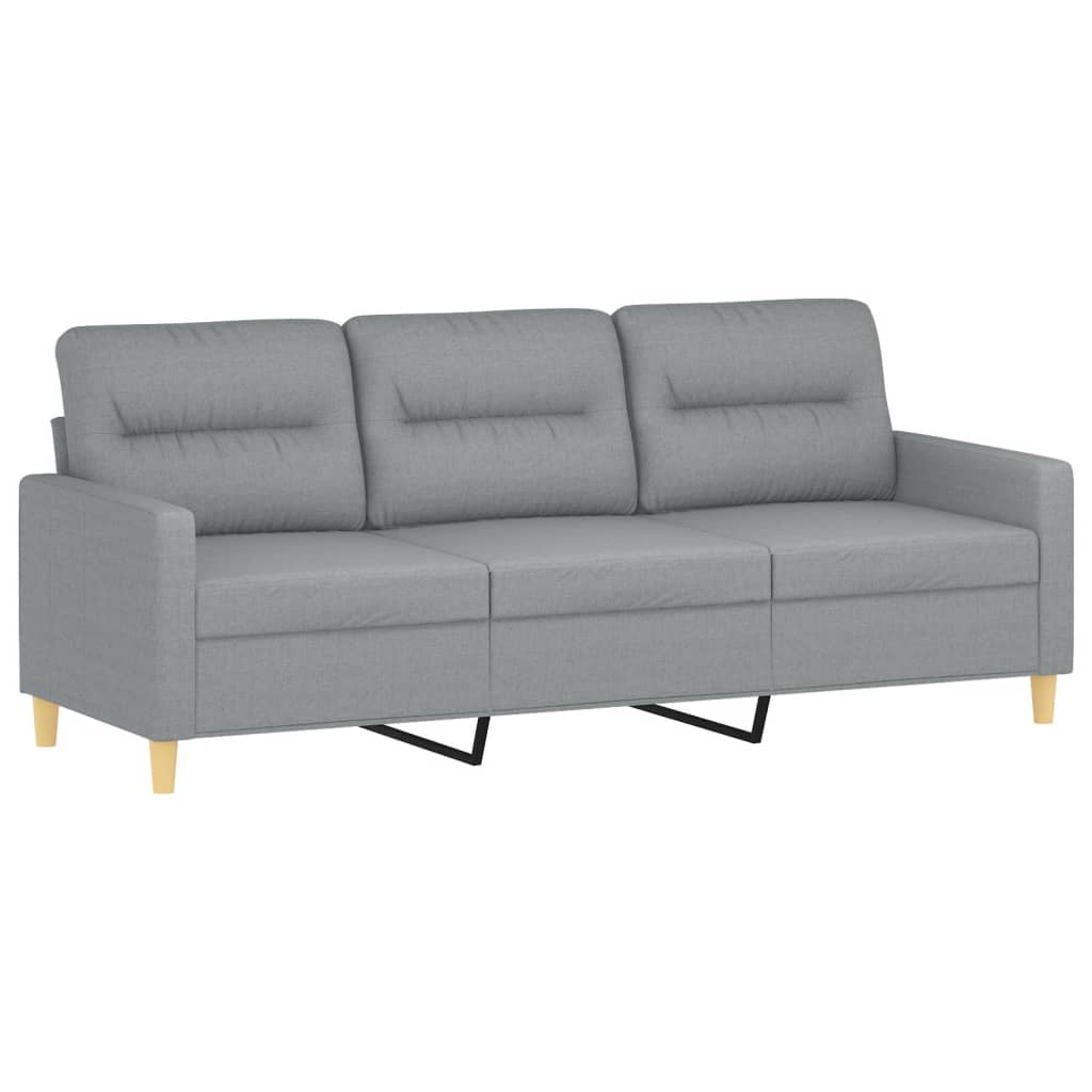 3-Seater Sofa with Footstool Light Grey 180 cm Fabric