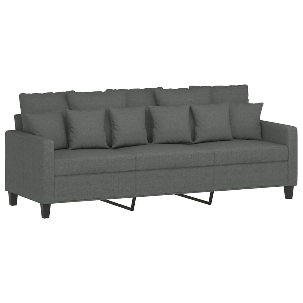 3-Seater Sofa with Footstool Dark Grey 180 cm Fabric