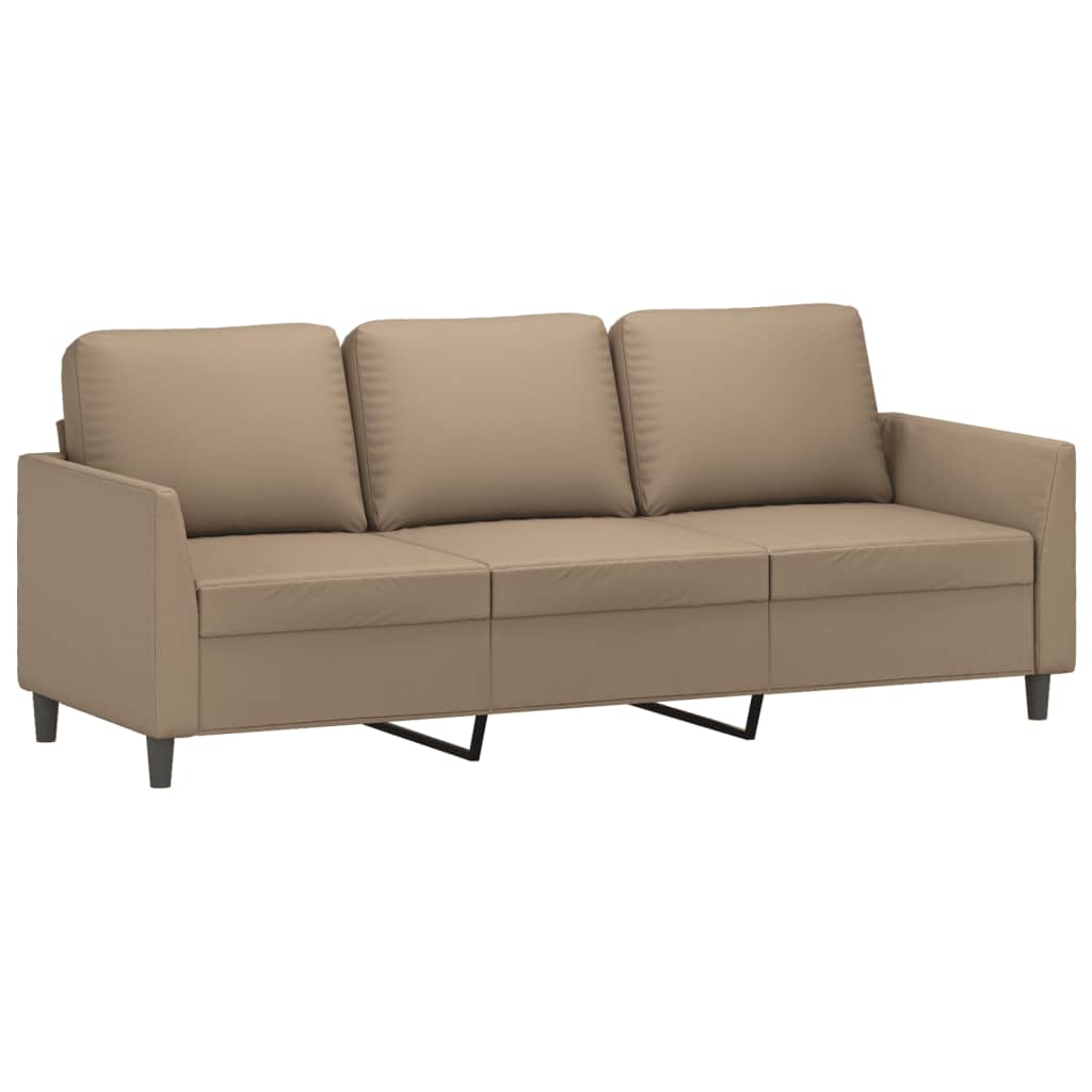3-Seater Sofa with Footstool Cappuccino 180 cm Faux Leather