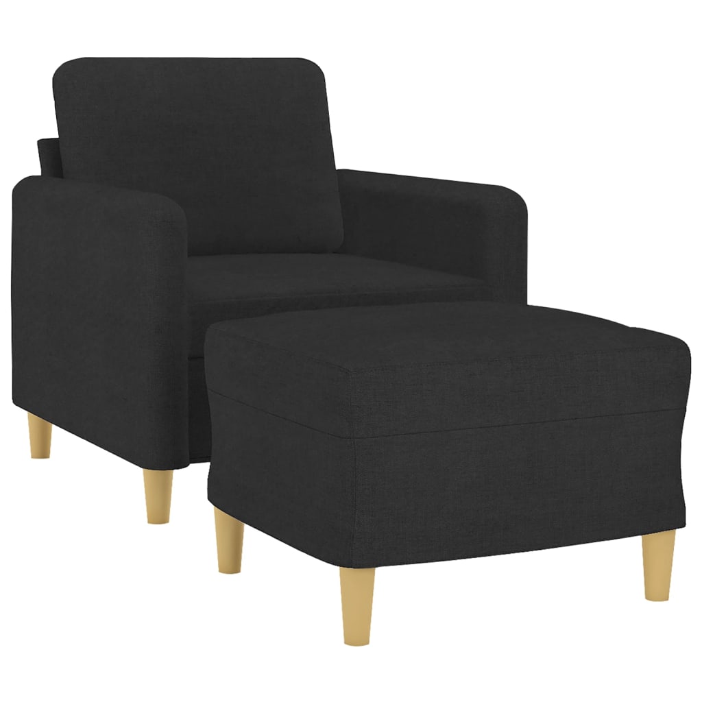 Sofa Chair with Footstool Black 60 cm Fabric