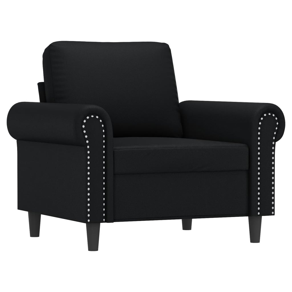 Sofa Chair with Footstool Black 60 cm Faux Leather