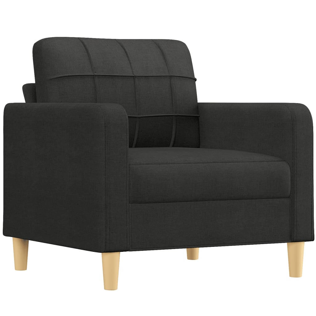 4 Piece Sofa Set with Cushions Black Fabric