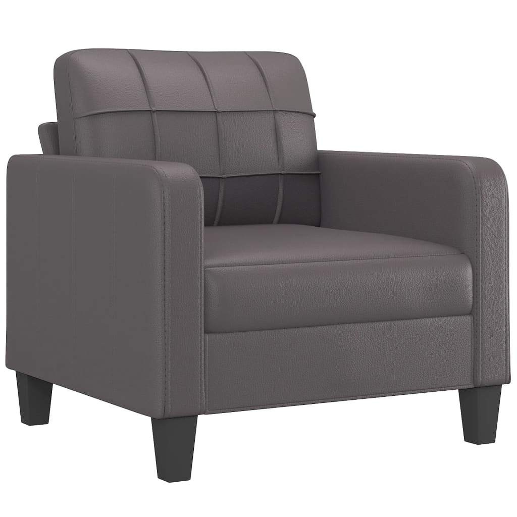 4 Piece Sofa Set with Cushions Grey Faux Leather