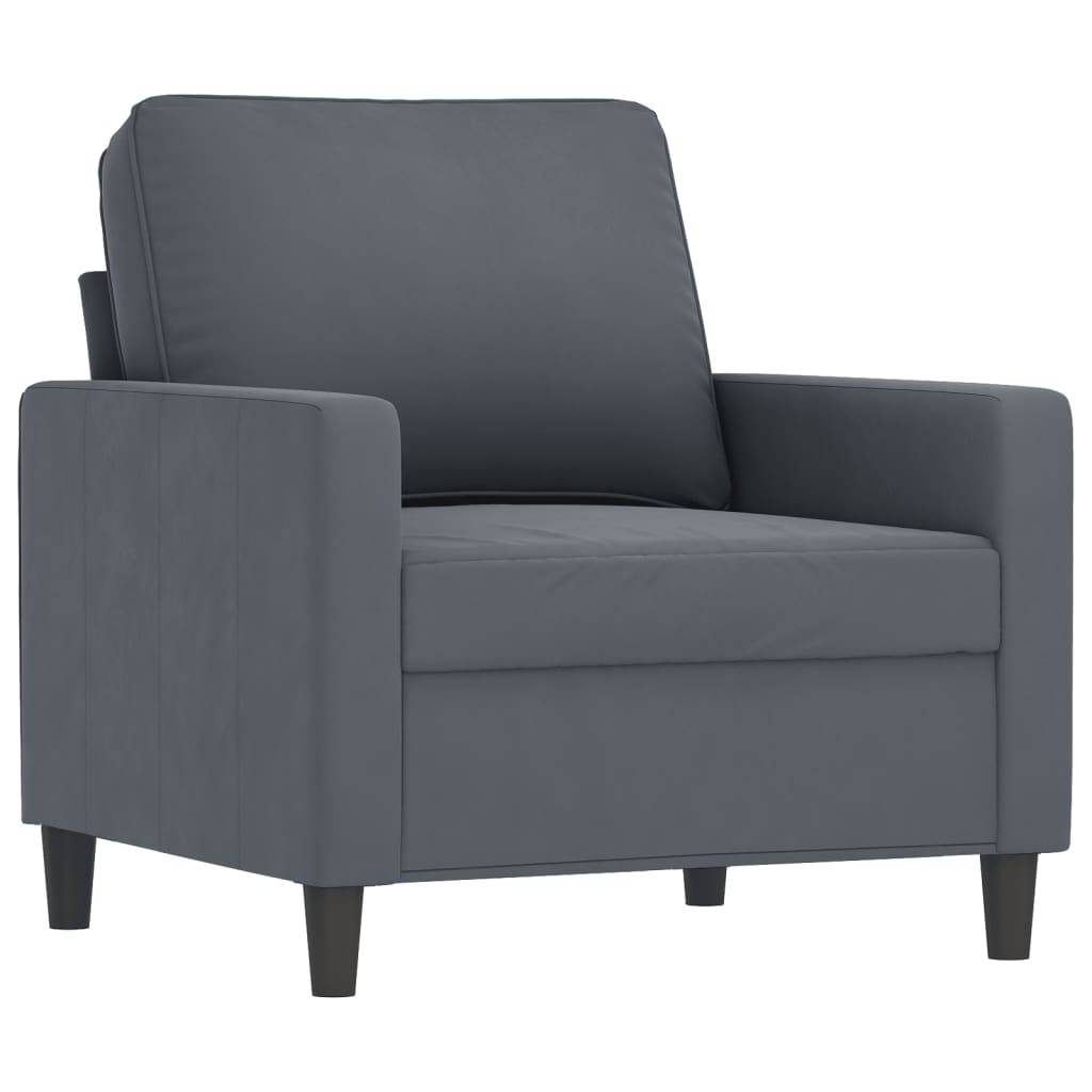 3 Piece Sofa Set with Cushions Dark Grey Velvet