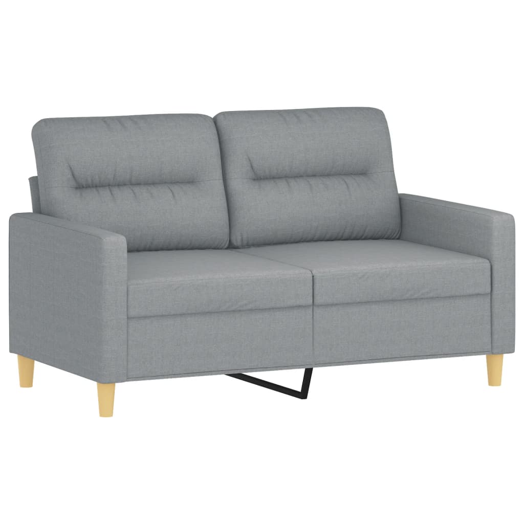 4 Piece Sofa Set with Pillows Light Grey Fabric