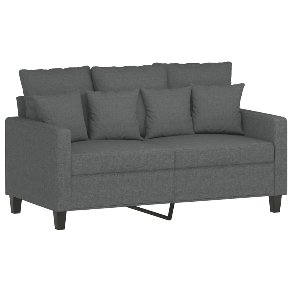 4 Piece Sofa Set with Pillows Dark Grey Fabric
