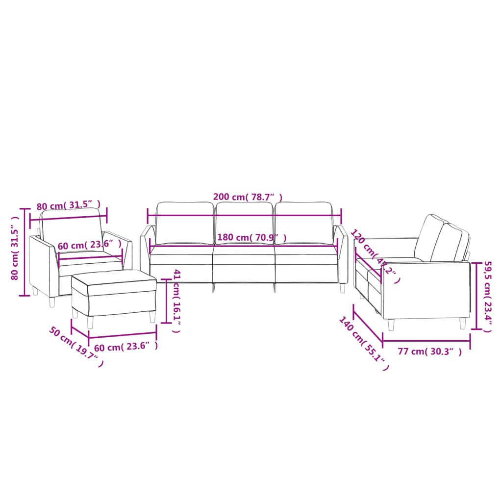 4 Piece Sofa Set with Cushions Cappuccino Faux Leather