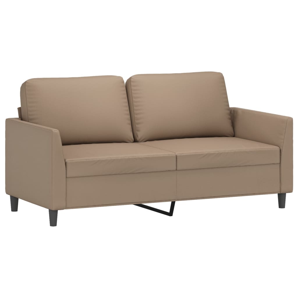 2 Piece Sofa Set with Cushions Cappuccino Faux Leather