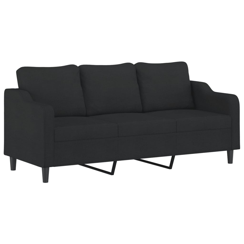 4 Piece Sofa Set with Cushions Black Fabric