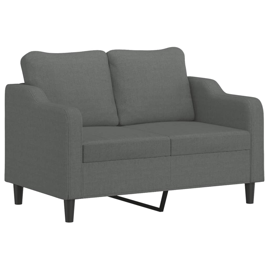 2 Piece Sofa Set with Cushions Dark Grey Fabric