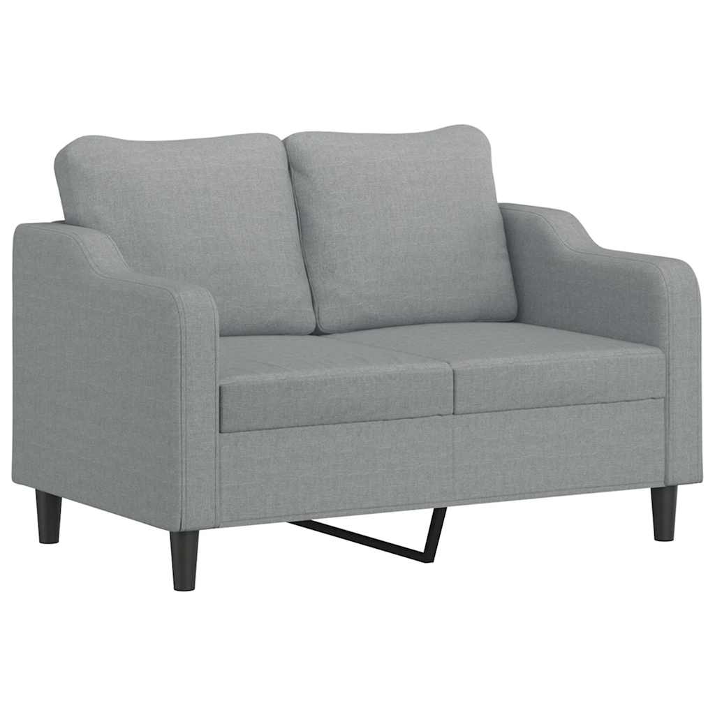 2 Piece Sofa Set with Pillows Light Grey Fabric