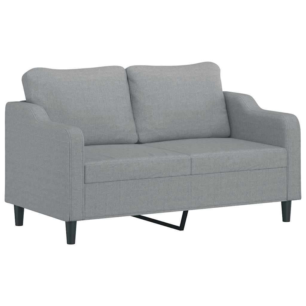 2 Piece Sofa Set with Pillows Light Grey Fabric