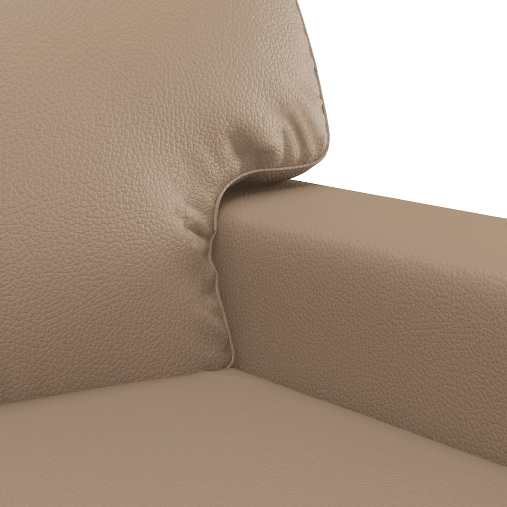 2 Piece Sofa Set with Pillows Cappuccino Faux Leather