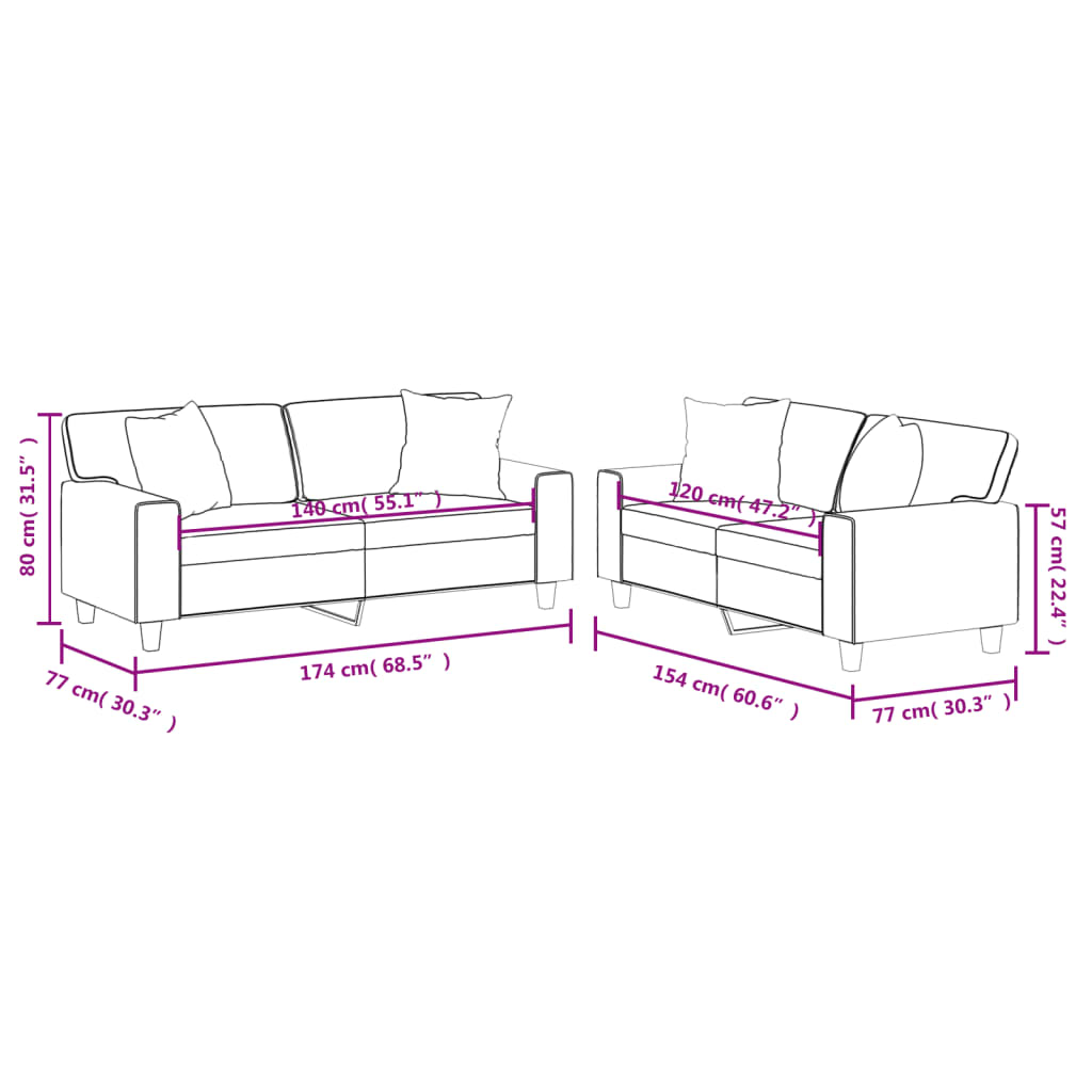 2 Piece Sofa Set with Pillows Cappuccino Faux Leather
