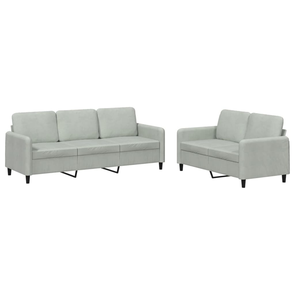 2 Piece Sofa Set Light Grey Velvet