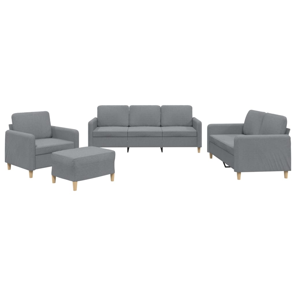 4 Piece Sofa Set with Cushions Light Grey Fabric