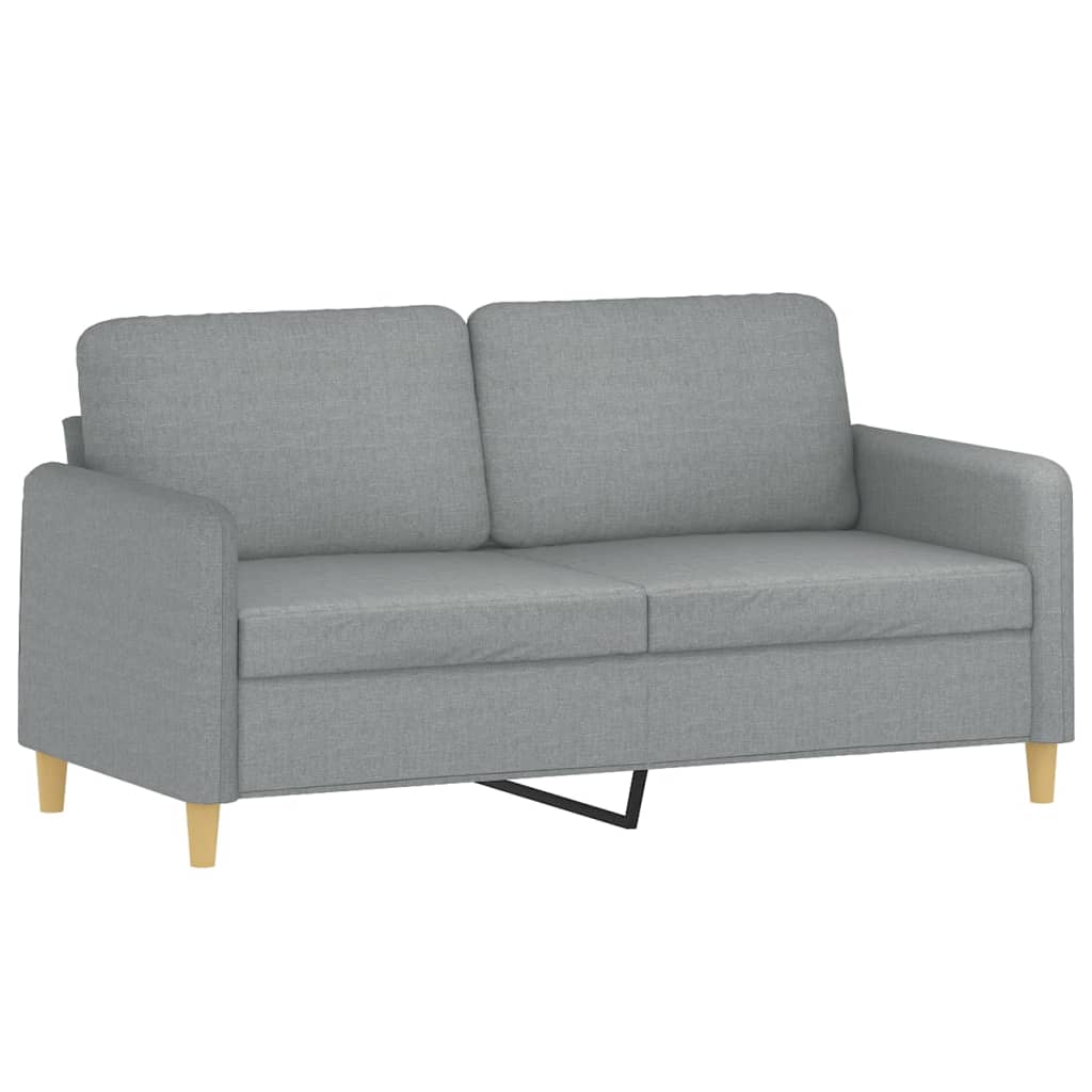 2 Piece Sofa Set with Pillows Light Grey Fabric