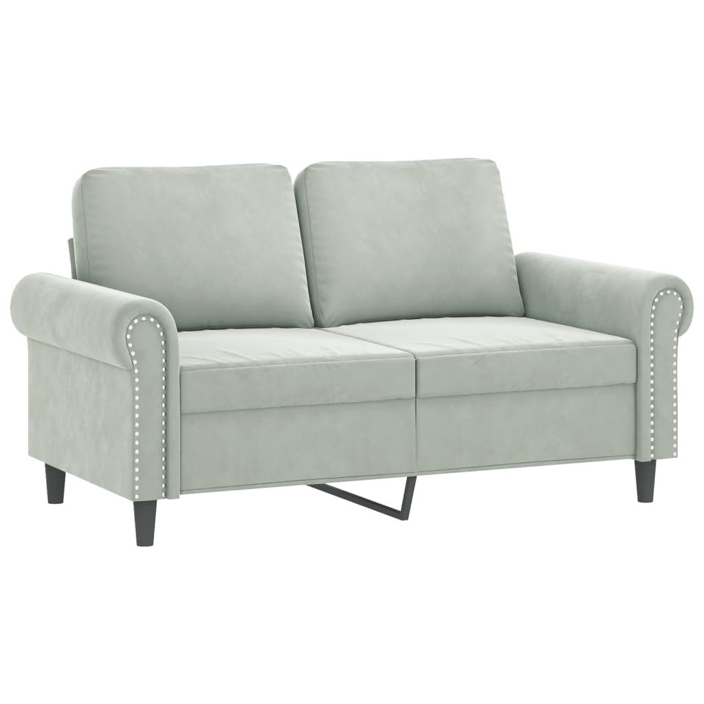 4 Piece Sofa Set with Cushions Light Grey Velvet