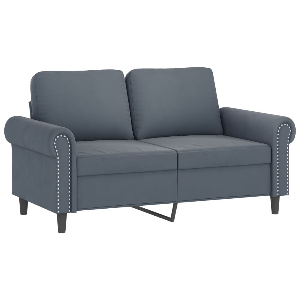 3 Piece Sofa Set with Pillows Dark Grey Velvet