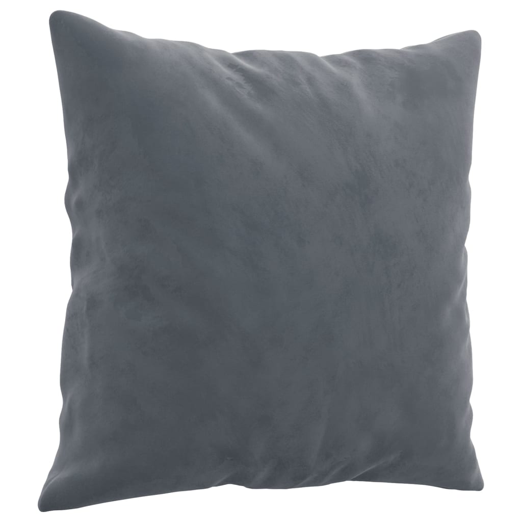 3 Piece Sofa Set with Pillows Dark Grey Velvet