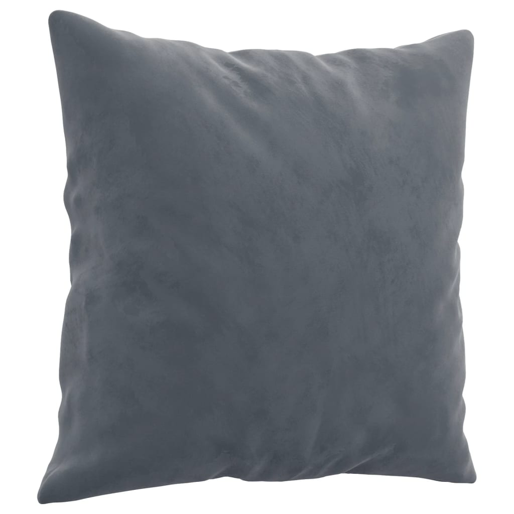 4 Piece Sofa Set with Pillows Dark Grey Velvet