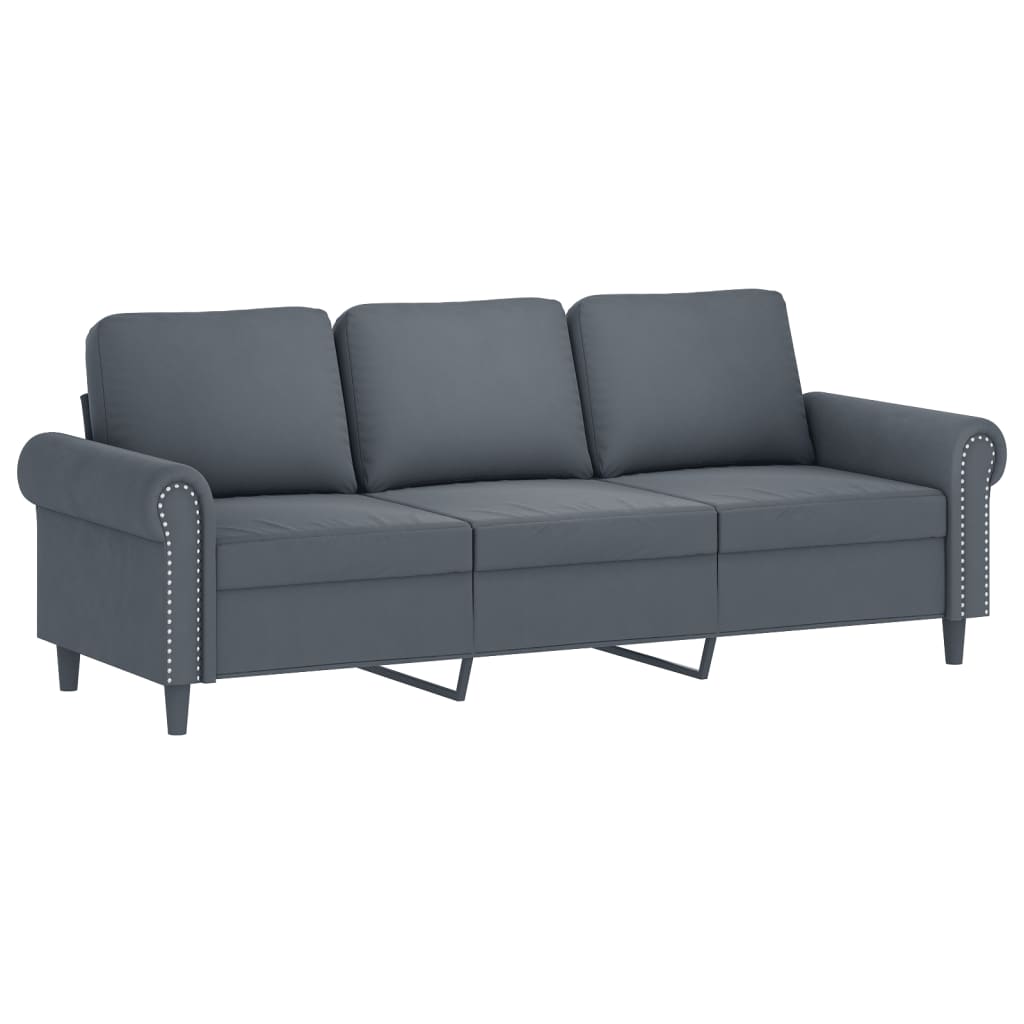 2 Piece Sofa Set with Cushions Dark Grey Velvet