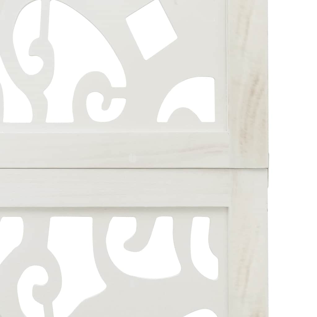 Room Divider 3 Panels White Solid Wood Paulownia