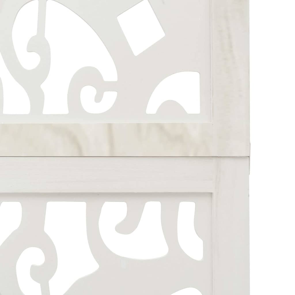 Room Divider 4 Panels White Solid Wood Paulownia