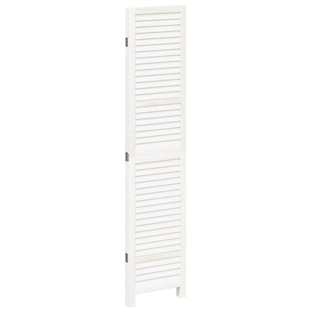Room Divider 3 Panels White Solid Wood Paulownia