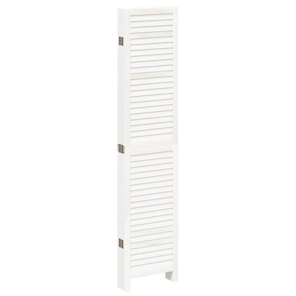Room Divider 6 Panels White Solid Wood Paulownia