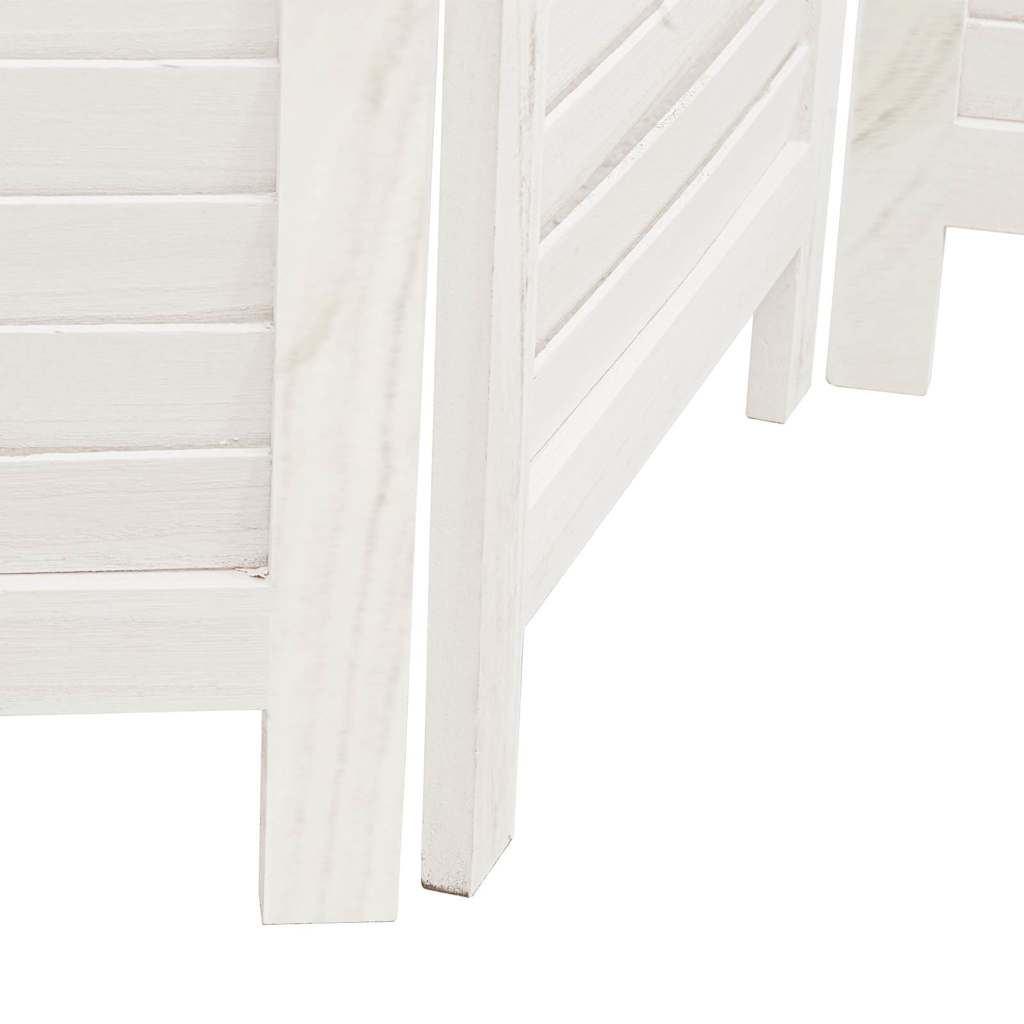 Room Divider 6 Panels White Solid Wood Paulownia