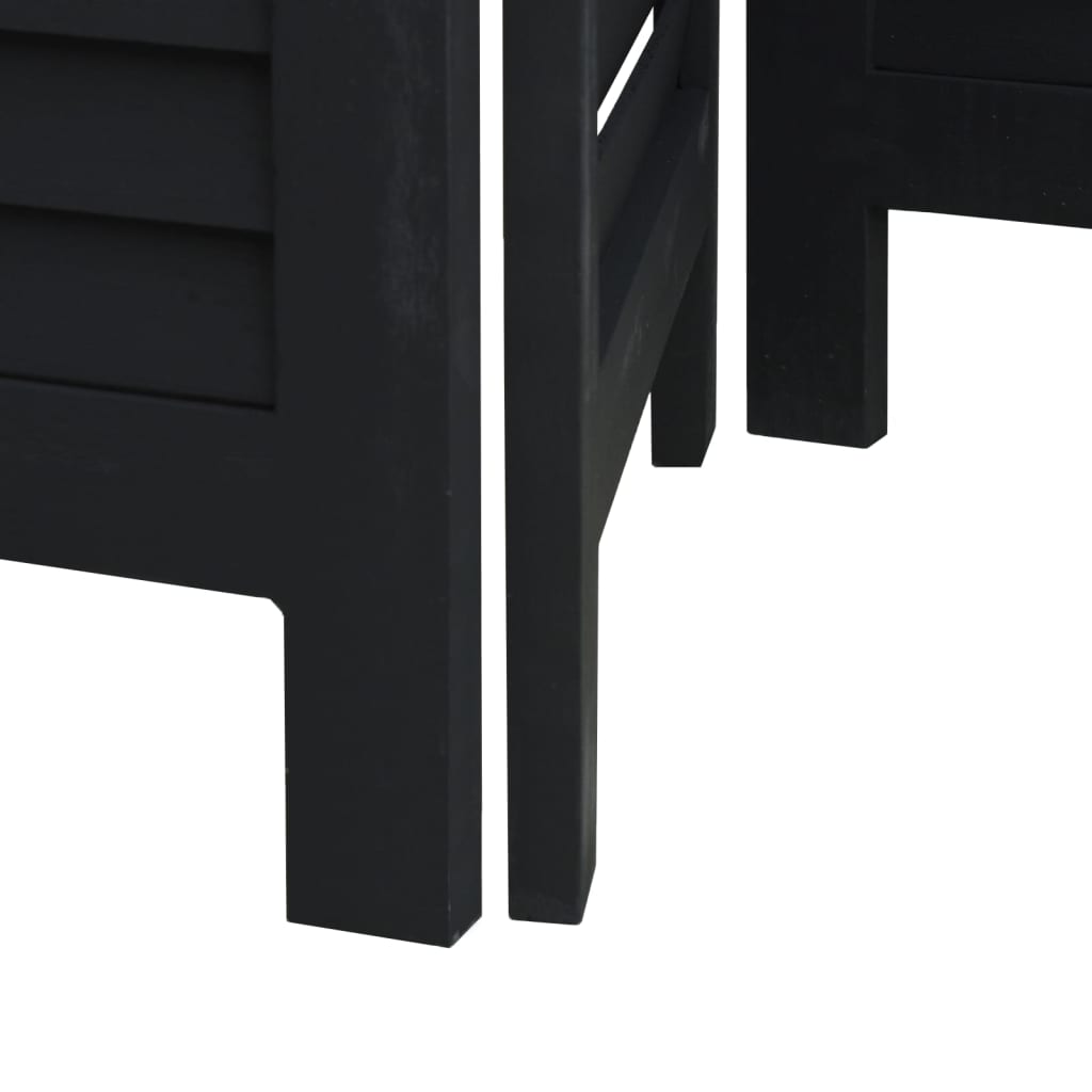 Room Divider 6 Panels Black Solid Wood Paulownia