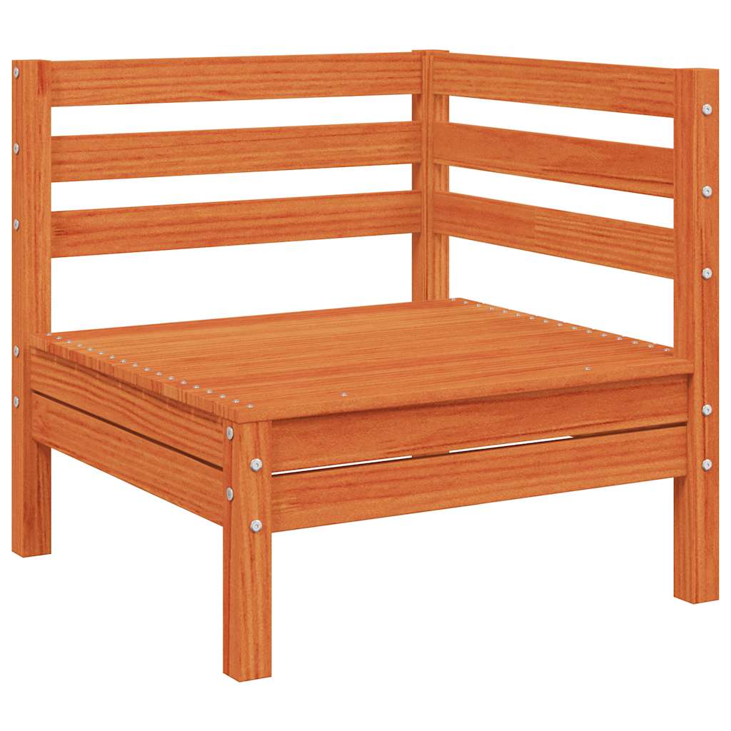 Garden Sofa Corner with Cushions Wax Brown Solid Wood Pine