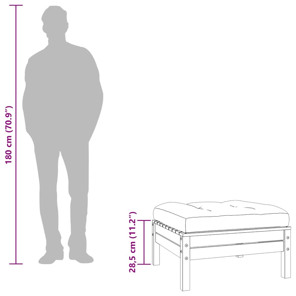 Garden Footstool with Cushion Solid Wood Douglas