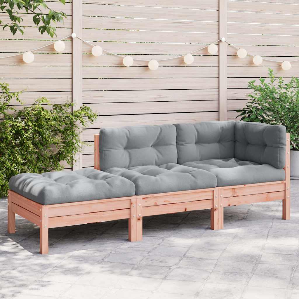 Garden Sofa with Cushions and Footstool 3-Seater