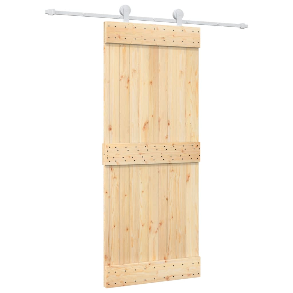Sliding Door with Hardware Set 85x210 cm Solid Wood Pine