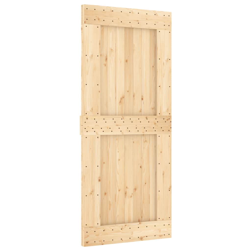 Sliding Door with Hardware Set 90x210 cm Solid Wood Pine