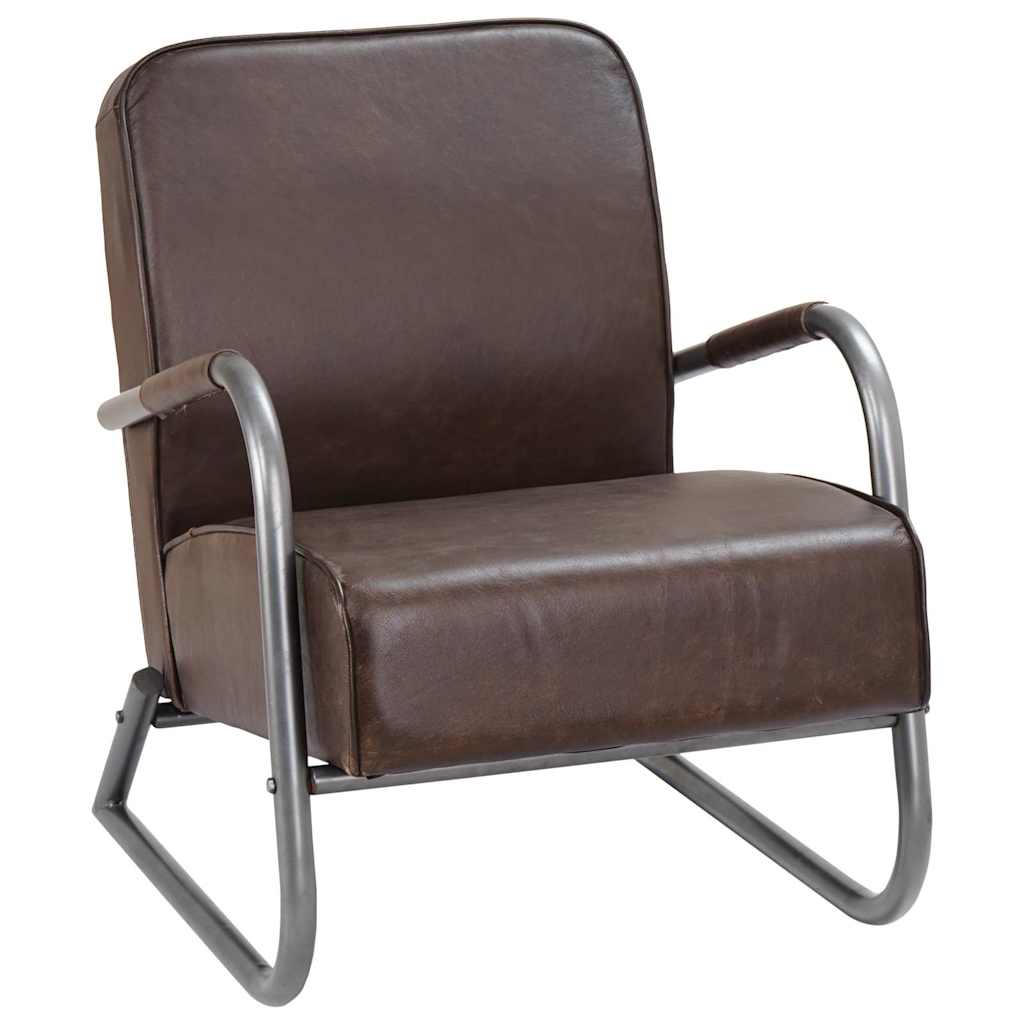 Sofa Chair Brown Real Leather