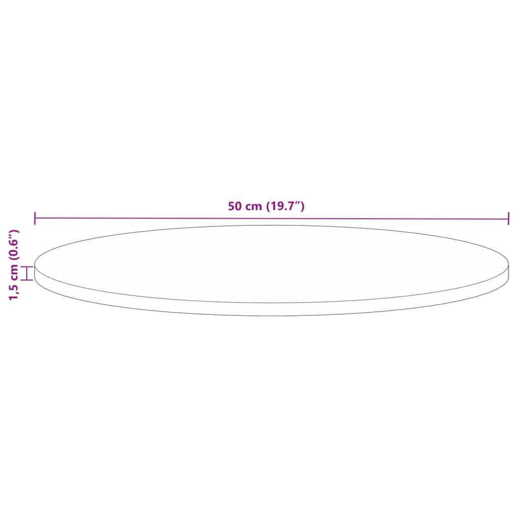 Table Top Ø 50x1.5 cm Round Solid Wood Reclaimed