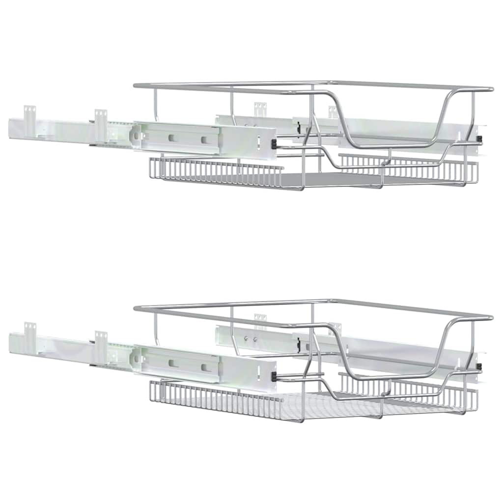 Pull-Out Wire Baskets 2 pcs Silver 45 cm