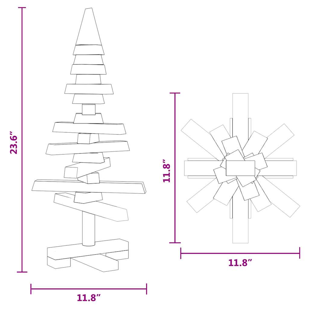 Wooden Christmas Tree Solid Pine Wood Natural with Unfinished