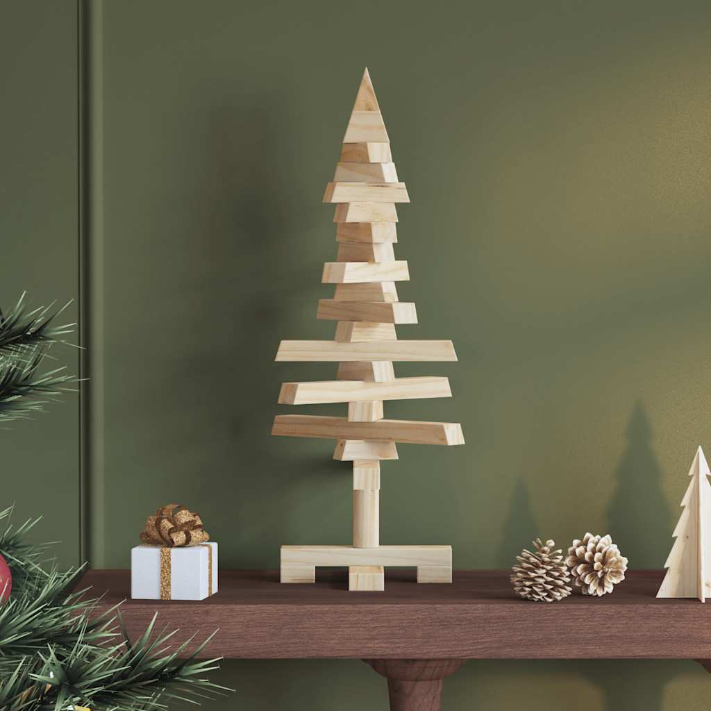 Wooden Christmas Tree Solid Pine Wood Natural with Unfinished