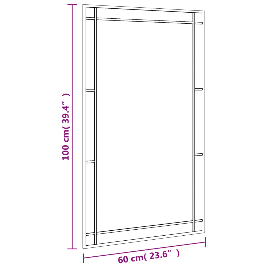 Wall Mirror Black 60x100 cm Rectangle Iron