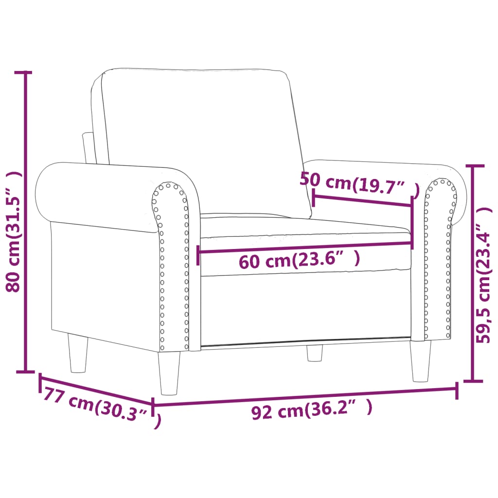 Sofa Chair Black 60 cm Faux Leather