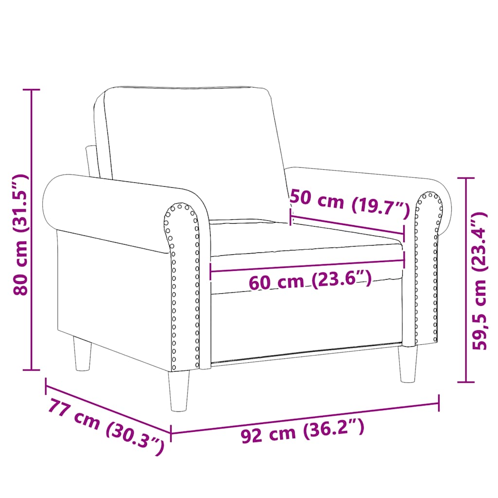 Sofa Chair Dark Grey 60 cm Velvet