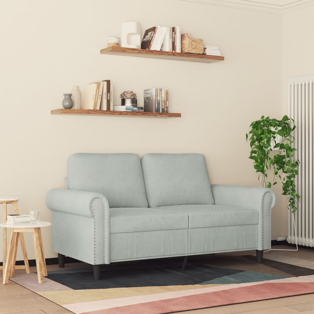 2-Seater Sofa Light Grey 120 cm Velvet