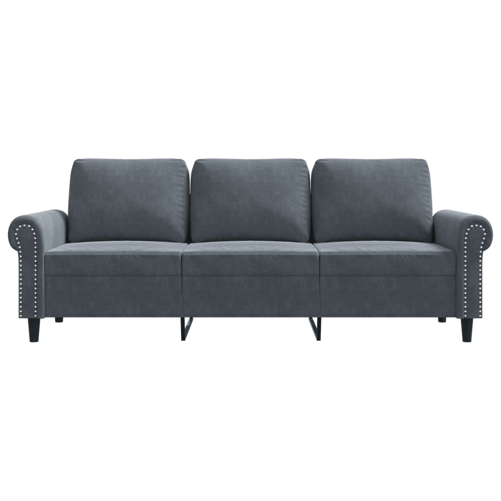3-Seater Sofa Dark Grey 180 cm Velvet