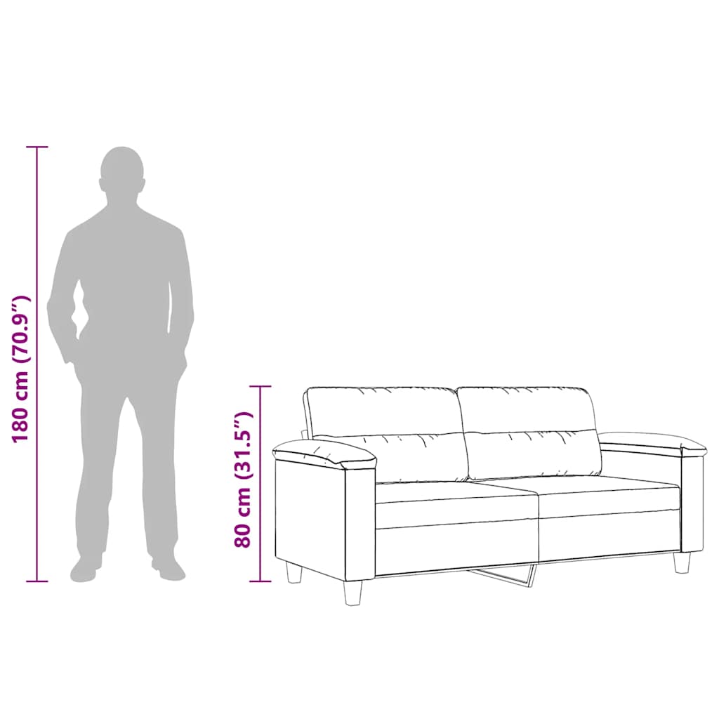 2-Seater Sofa Dark Grey 140 cm Microfibre Fabric