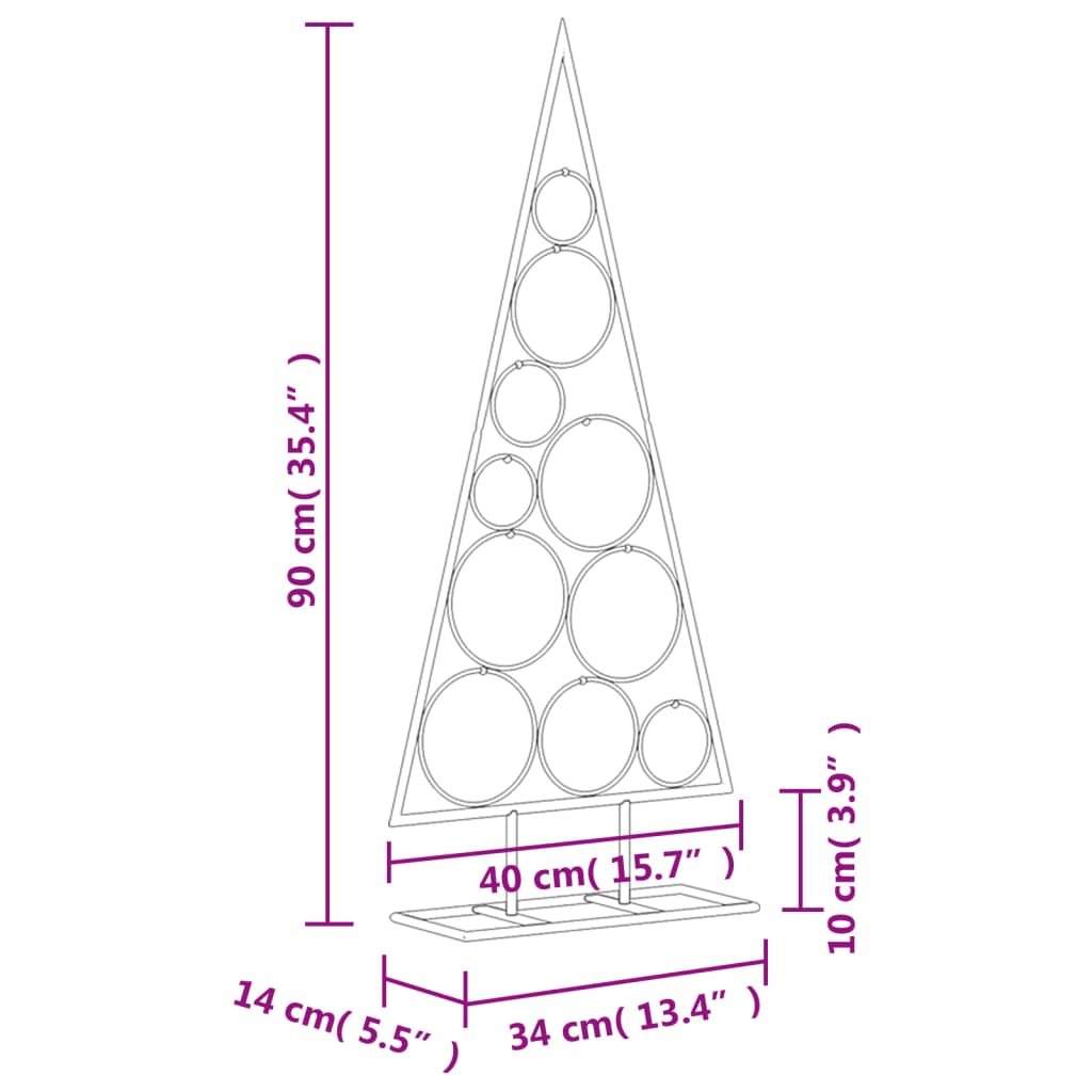 Metal Christmas Tree for Decoration Black 90 cm